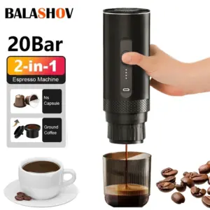 2-in-1 Wireless Electric Espresso Coffee Machine for Car & Home Camping Portable Coffee MakerCapsule Powder Travel Coffee Maker