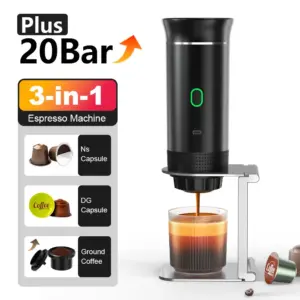 MicroData Portable Electric Capsule Coffee Maker 3 in 1 Coffee Pot Espresso Pot Cordless Heating Pump Press Coffee Maker Travel
