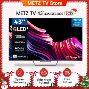 METZ QLED + 4K UHD 43-inch Smart TV with Google TV and Anti-Glare Matte Screen Dolby Vision Dolby Atmos HDR Wi-Fi 2024 43 MQE7600Z