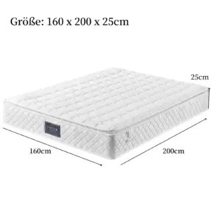 WoodenAura mattress 160x200 cm, individually bused springs, firmness H3, cold mousse 7 zones, adult bed mattress 6 kf A012e7bef9167481faa37757ebb7a145fe