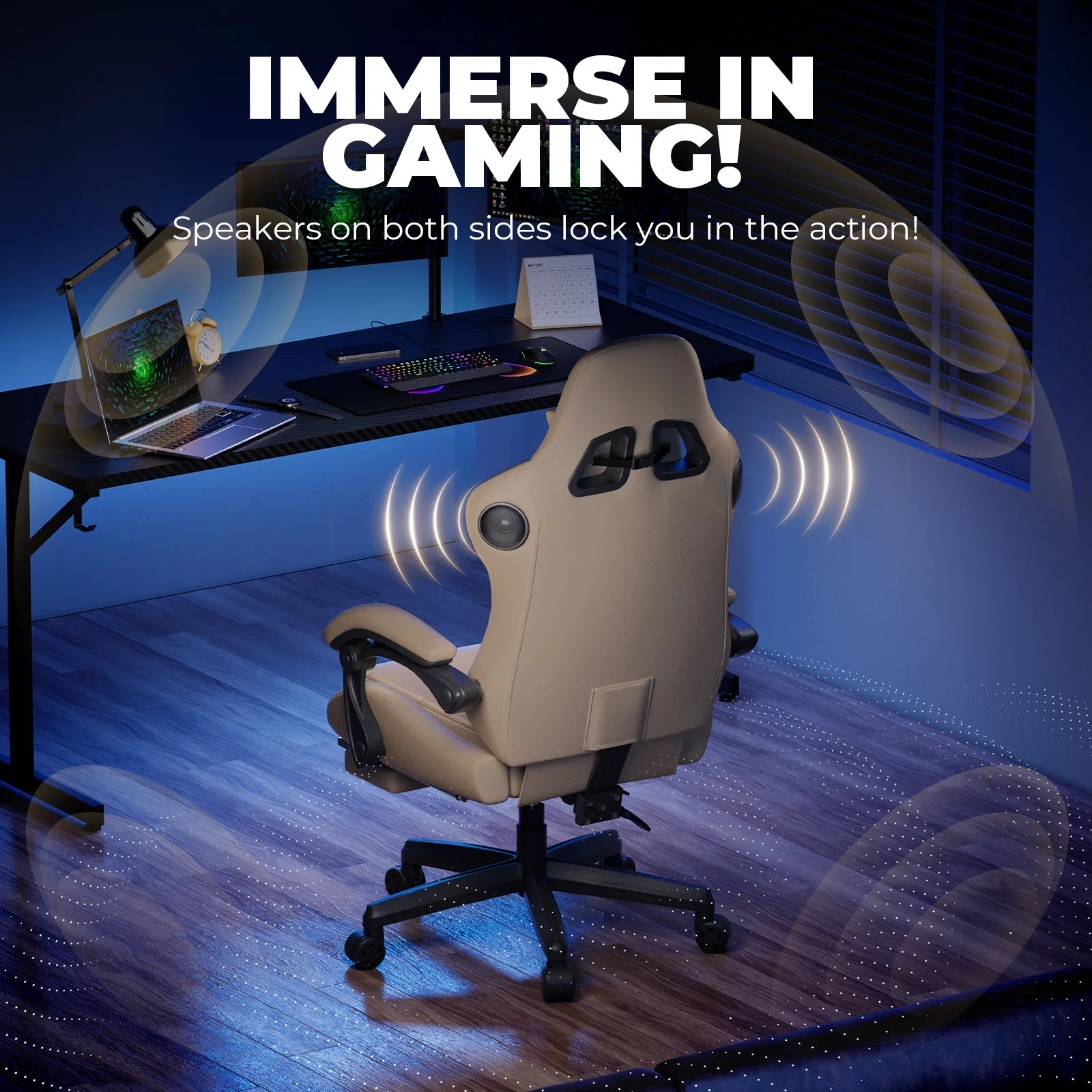 GTPLAYER Gaming chair Ergonomic Gaming armchair Desk chair PC Footrest loudspeaker Music Office chair up to 150kg 18 kf A08b5f03c54e04fcd8c35f2d6e91c020fW