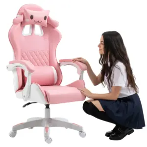 LC11 girls gamer chair Ergonomic bucket office chair pink comfortable stylish room
