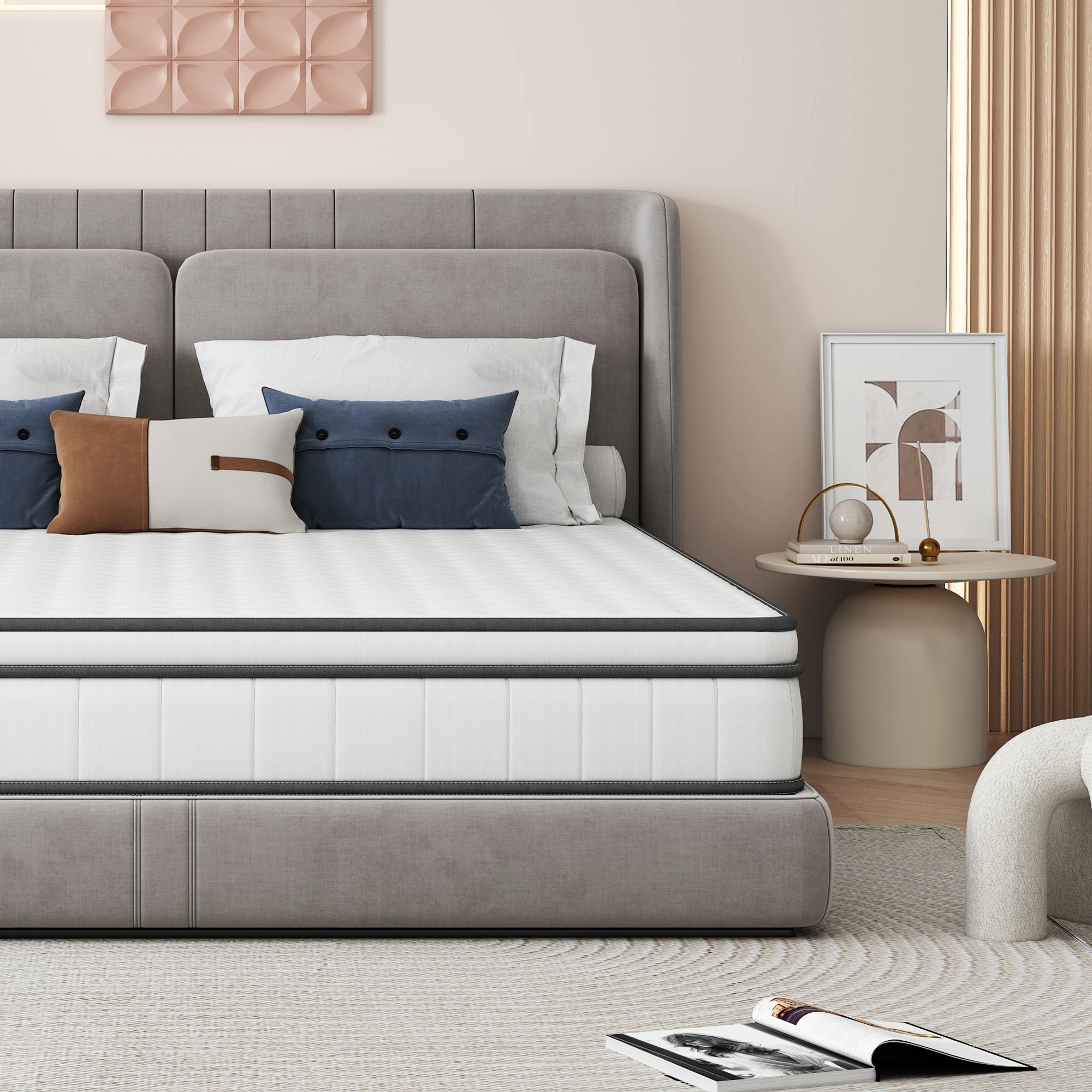 140x190 cm High-Density Memory Foam Mattress, Pocket Spring Mattress, 25 cm Height, 7-Zone Support, Ergonomic Design, Durable, Reversible, Medium Firmness, Breathable 3D Fabric, White 16 kf A1ded8b33e3f049df81f024857a79e03bf