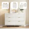 Anajqaqia Modern Chest of Drawers, Storage Cabinet with Drawers and Gold Handles, for Living Room and Bedroom, White