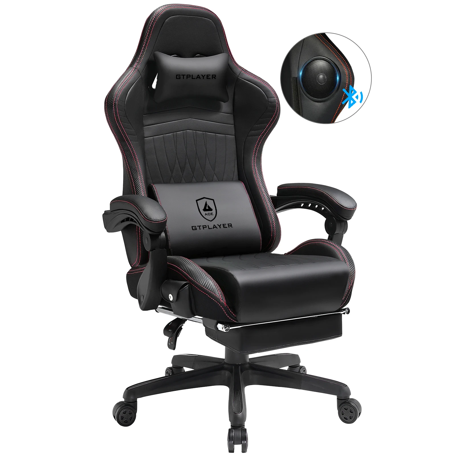 GTPLAYER Gaming chair Ergonomic Gaming armchair Desk chair PC Footrest loudspeaker Music Office chair up to 150kg 7 kf A325c74f2f1464124abb4bf94b32b2d41S