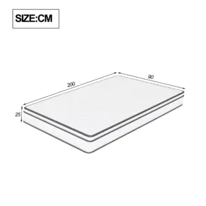140x190 cm High-Density Memory Foam Mattress, Pocket Spring Mattress, 25 cm Height, 7-Zone Support, Ergonomic Design, Durable, Reversible, Medium Firmness, Breathable 3D Fabric, White 3 kf A49e4b224c22c4f1d939fea507846d0a7d