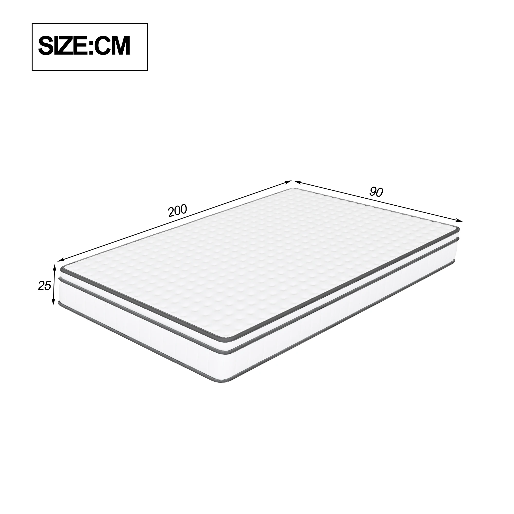 140x190 cm High-Density Memory Foam Mattress, Pocket Spring Mattress, 25 cm Height, 7-Zone Support, Ergonomic Design, Durable, Reversible, Medium Firmness, Breathable 3D Fabric, White 10 kf A49e4b224c22c4f1d939fea507846d0a7d