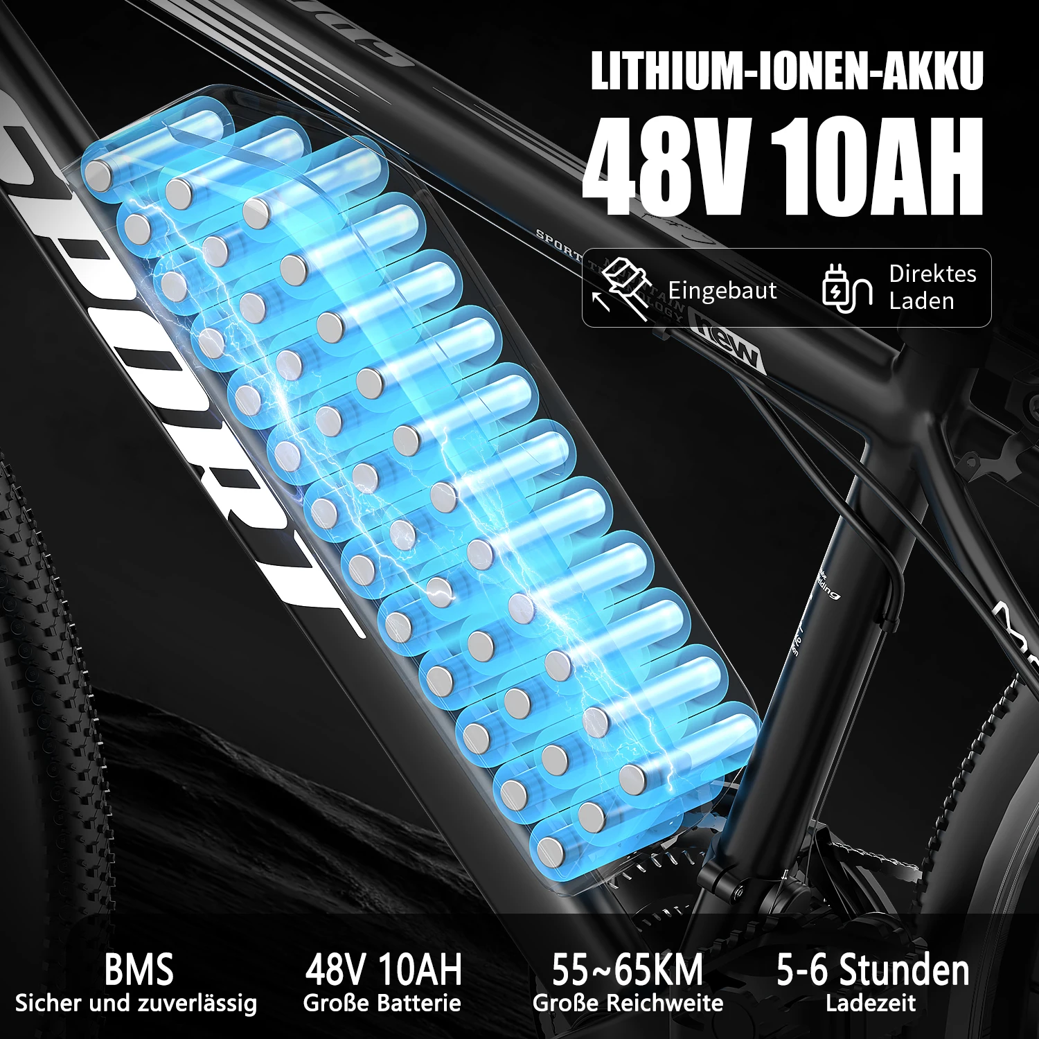 DEEPOWER G26 500W Electric Bike for Adults 48V 10AH Removable Battery Electric Bicycle 26" All-Terrain E-Bike with LCD Display 10 kf A4c12b4826f8e497f89c84b6fa3964845J