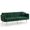 2-Seater Multifunctional Sofa Bed with Adjustable Backrest & Armrests. Modern Folding Velvet Couch, Large Sleeping Area