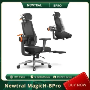 NEWTRAL MagicH-BPro Ergonomic Chair with Footrest, Auto-Following Backrest Headrest, 4D Support, 300 LBS Max, Adjustable Lumbar