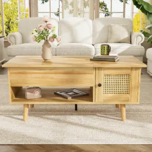 Space-Saving Modern Lift-Top Coffee Table for Apartment Living. Stylish Wood Look Desk/Storage Organize Your Home