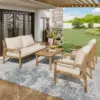 5-Piece Outdoor Lounge Sofa Set for 4-5 People, Weatherproof Garden Furniture with Cushions, 2 Chairs, 1 Loveseat, 1 Table