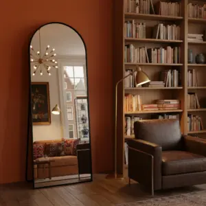 Standing mirror Arché Shape, Metal Black body mirror, Wall-mirror or Lose, Modern Design for Bedroom and Entrance