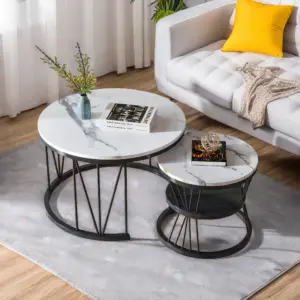 Rosahqnda 2 set coffee tables 70*45cm Table 45*40cm with white plate and black leg pad