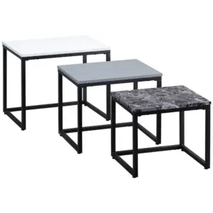 HOMCOM coffee table, modern side table, coffee table with metal base and MDF in 3 colors for living room and decoration