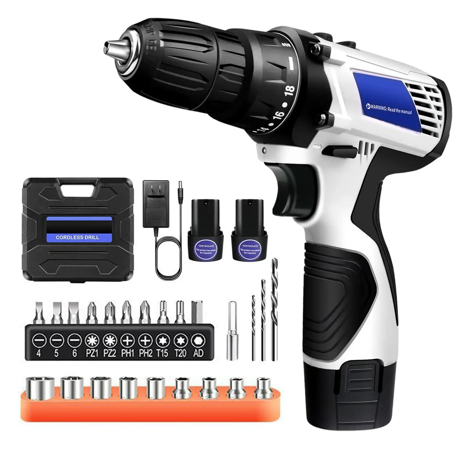 12V Cordless Electric Drill Set Dual-Speed 3/8Inch Keyless Chuck 45Nm Electric Screwdriver Hand Drill for Home DIY Electric Tool 13 kf A7ece20f1038041dcac59b36f8786ca41T