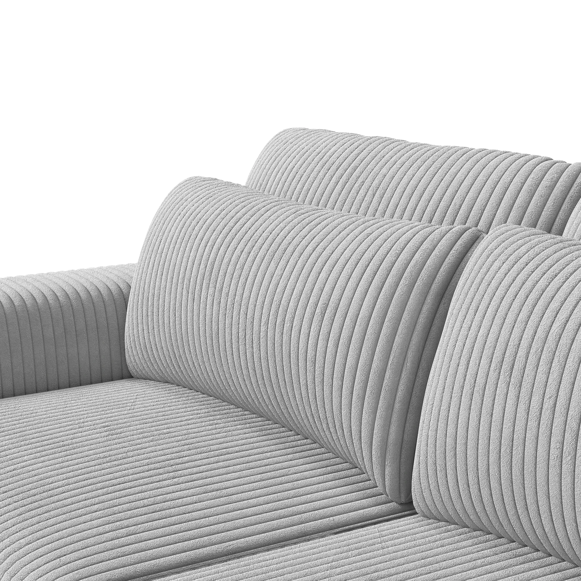 Anajqaqia Sofa Set, U-shaped Sofa, Modular Sofa, Upholstered Living Room Sofa, Storage-box Sofa, Corduroy Fabric, Gray 24 kf