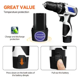 12V Cordless Electric Drill Set Dual-Speed 3/8Inch Keyless Chuck 45Nm Electric Screwdriver Hand Drill for Home DIY Electric Tool 4 kf A93ad68ec2c984b0ebc9ca42028456c7a1