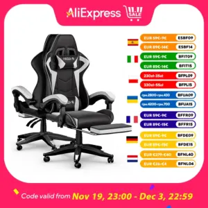Gaming Chair with Footrest Gamer Chairs Ergonomic with Lumbar Cushion Headrest Gaming Chair Height Adjustable Computer Chair