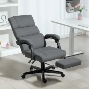 Comanlai Upholstered Office Chair with Velvet Look, Height Adjustable, Rollable, Gray