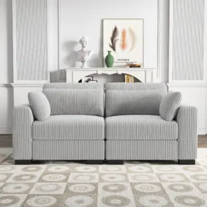 Anajqaqia Sofa Set, U-shaped Sofa, Modular Sofa, Upholstered Living Room Sofa, Storage-box Sofa, Corduroy Fabric, Gray 2 kf Aa729f4806c9b457ba8e8c9edea8ab347P