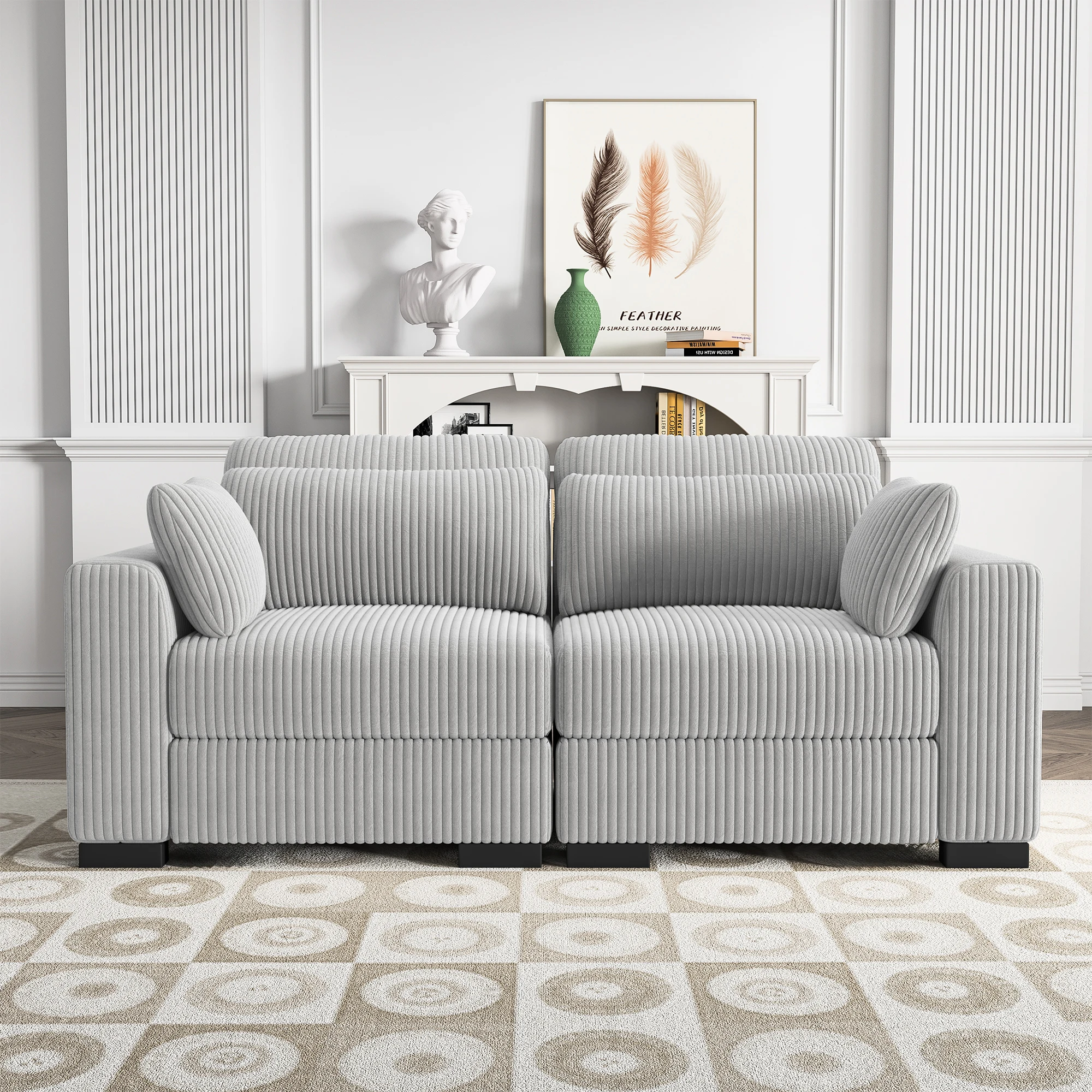 Anajqaqia Sofa Set, U-shaped Sofa, Modular Sofa, Upholstered Living Room Sofa, Storage-box Sofa, Corduroy Fabric, Gray 11 kf Aa729f4806c9b457ba8e8c9edea8ab347P