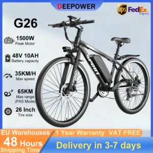 DEEPOWER G26 500W Electric Bike for Adults 48V 10AH Removable Battery Electric Bicycle 26" All-Terrain E-Bike with LCD Display