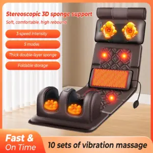 Electric Heated Full Body Massage Mattress Multifunctional Shoulder Neck Waist Safety Airbag Back Kneading Vibration Massage Pad