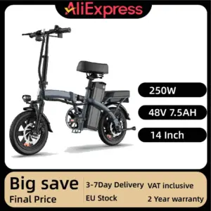 URLIFE F1L 250W Motor Foldable E-bikeAdult Electric Bike 48V 7.5AH 14 Inch Tires City Commuter Electric Bicycles