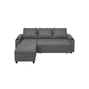 Devoko Ecksofa mit Schlaffunktion und Bettkasten, 3-Sitzer-Sofa, ausziehbares L-förmiges Sofa, kleines Schlafsofa für den Wohnbereich