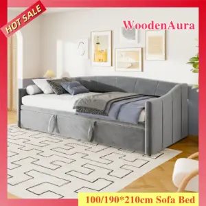 2-in-1 Sofa Bed DAY Beds 90/180x200 cm Folding Sofa Bed Pull-out Bed Velvet No Mattress