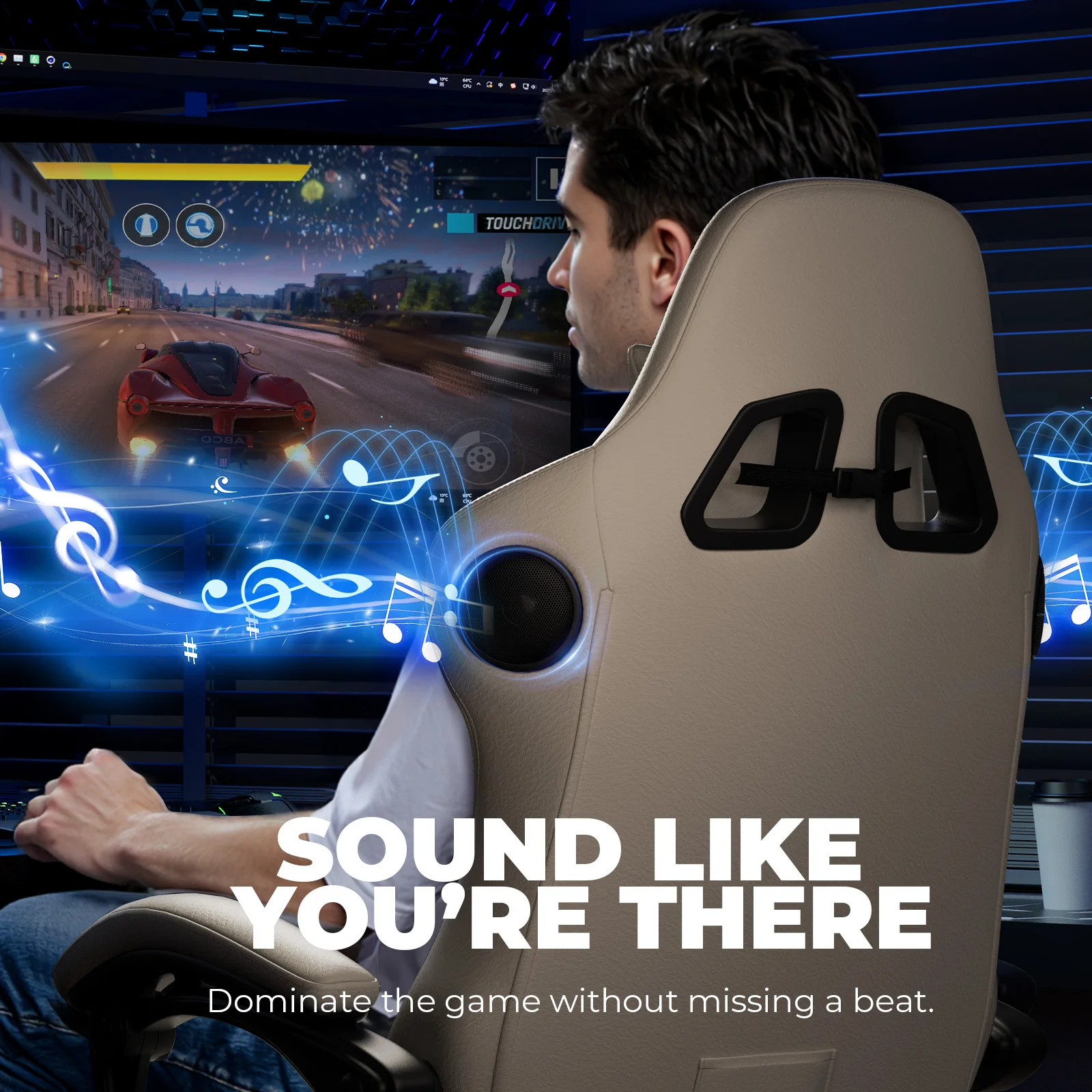 GTPLAYER Gaming chair Ergonomic Gaming armchair Desk chair PC Footrest loudspeaker Music Office chair up to 150kg 17 kf Ac5ee9fc5e09c442ba96ac426d077ded7n