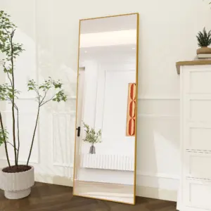 Anajqaqia Dressing Mirror, Arched Full-Length Mirror, Curved Standing Mirror, Aluminium Alloy Frame,Tempered Glass, for Bedroom