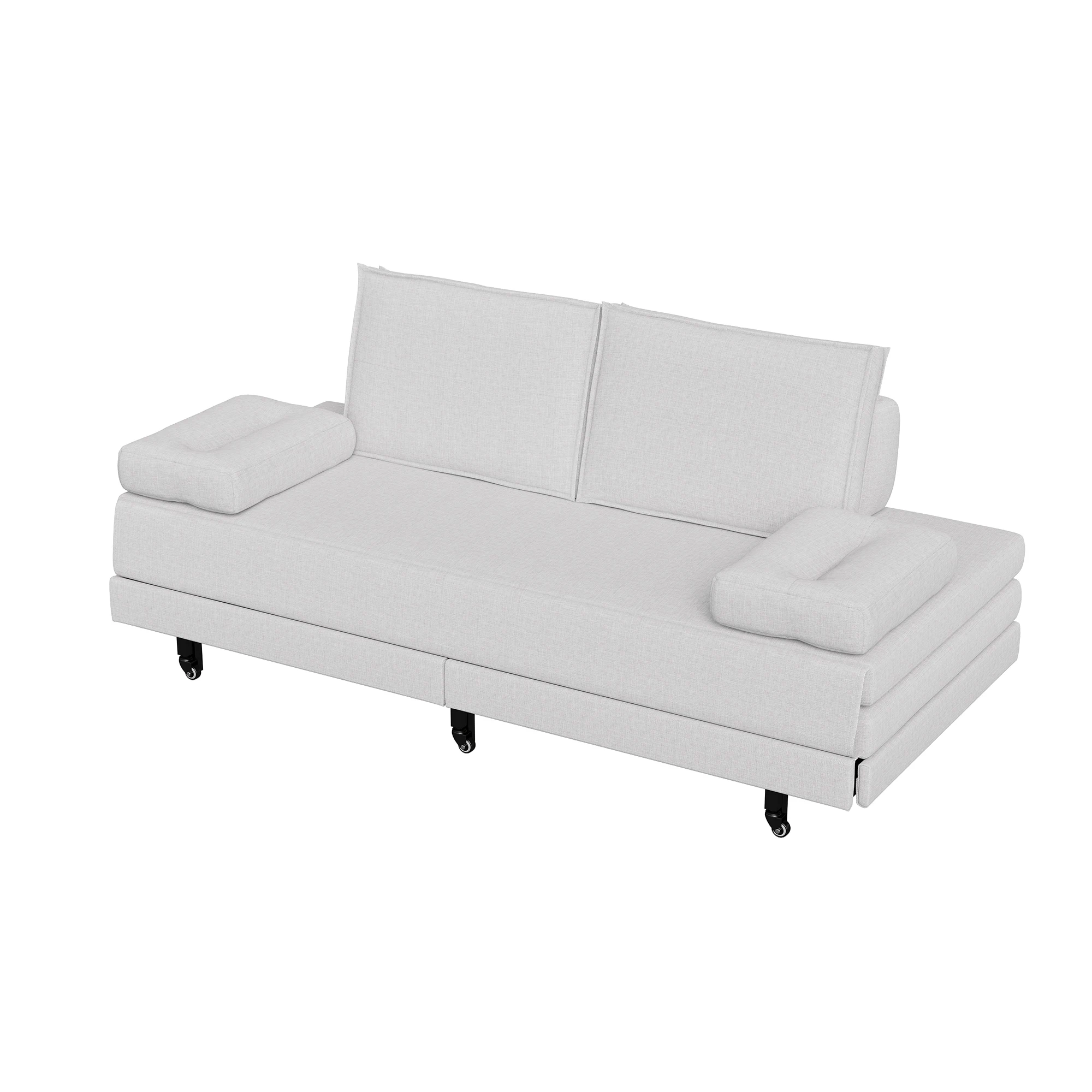 Sofa Bed 90/180x200 cm, with cushions and armrest pillows, double sofa bed, multifunctional bed, white linen, easy to move 12 kf Ad8777caa120b44afa0ab3c61d5d2110a3