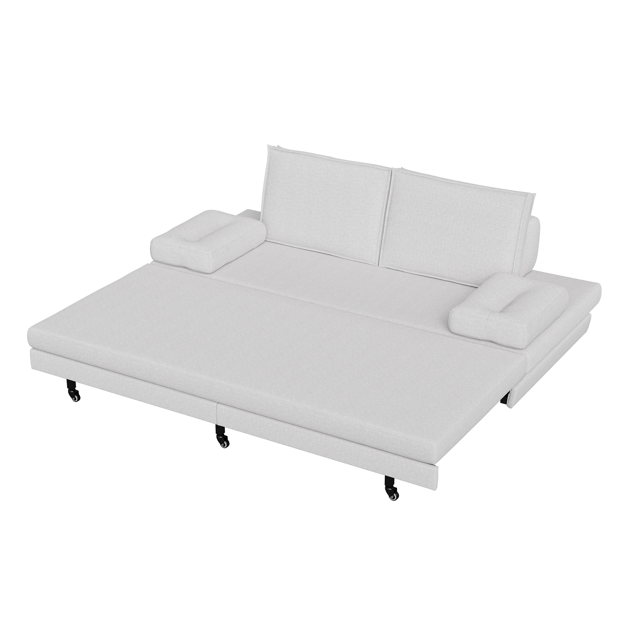 Sofa Bed 90/180x200 cm, with cushions and armrest pillows, double sofa bed, multifunctional bed, white linen, easy to move 13 kf Adc7992f49e11451cb71b76604860ab51M