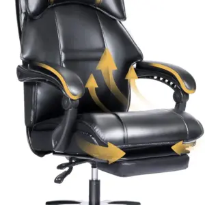 200KG Ergonomic Office Chair with Footrest, PU Leather Executive Chair with High Back & Panded Armrests, Heavy Duty Metal Base