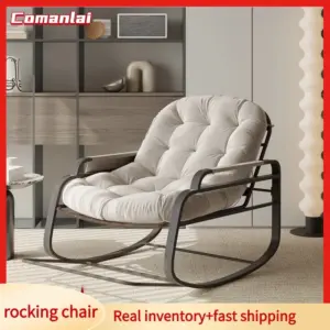 Comanlai Rocking Chair,Relaxing Chair,Rocking Chair for Indoor and Outdoor Use,with Padded Cushion and Metal Frame