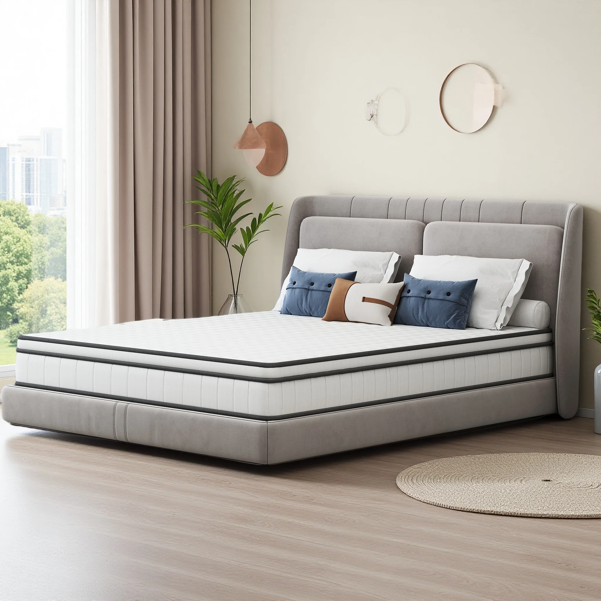140x190 cm High-Density Memory Foam Mattress, Pocket Spring Mattress, 25 cm Height, 7-Zone Support, Ergonomic Design, Durable, Reversible, Medium Firmness, Breathable 3D Fabric, White 17 kf Aef2d525354974b90a71d14c5f44e4b24A