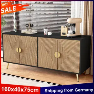 Anajqaqia 160x40x75cm Sideboard, Kitchen Cabinet With 4 Doors,Brushed Gold Handles ,Buffet Cabinet for Entrance,Living Room