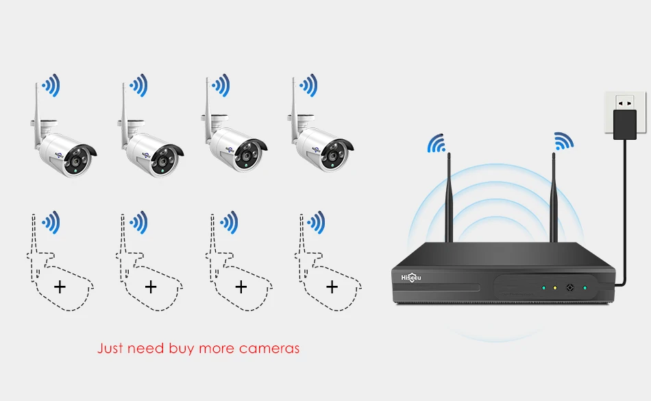 Hiseeu 3/5/8MP WiFi CCTV Camera Security System IR Night Vision Bullet Camera Set 10CH NVR Wireless CCTV Surveillance System 60 kf H6ff2bebe2310485ca887a9f9a771e613l