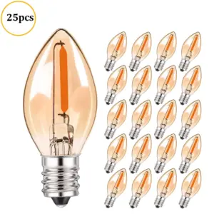 LED Night Light Bulbs C7 Chandelier E12 E14 Base Decorative Light Bulbs 0.5 Watts Party Small Candle mini Bulb 2200K Amber Glass