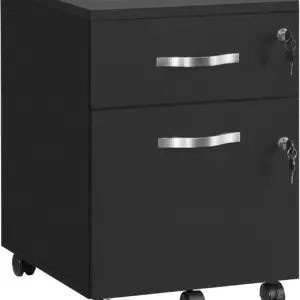 Zamykana szafka, cokół na dokumenty z 2 szufladami, 5 kółkami i regulowanymi szynami do zawieszenia, teksturowana powier