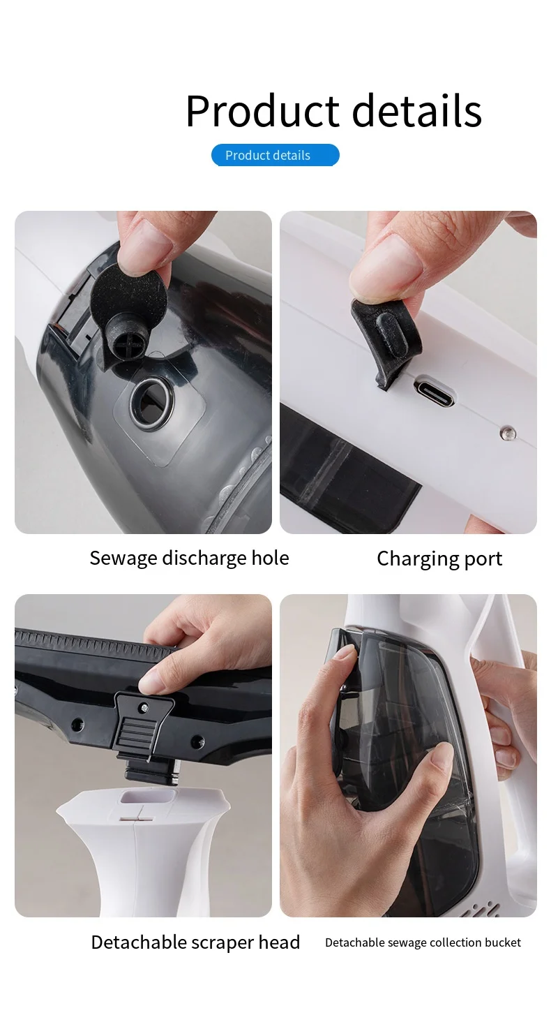 Multifunctional Electric Cordless Window Cleaner Machine White Cordless Rechargeable Automatic Portable Glass Cleaner Tools 15 kf S010e093f15c640ec9277a91a03a7bb5db