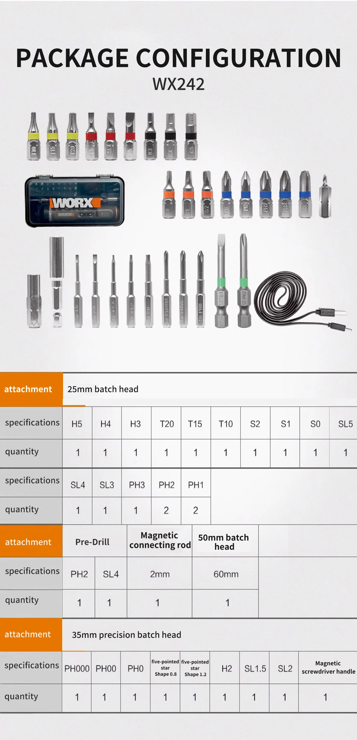 WORX WX242 4V Electrical Screwdriver Set Smart Cordless Electric Screwdrivers USB Rechargeable 30 Bit Set Mini Drill Power Tool 27 kf S017d53dd78d04c47afcf498a10de3dc8P