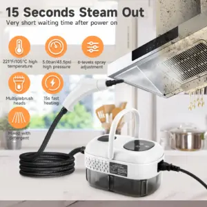 Portable Steam Cleaner 2500W 1100ML High Pressure Steam Cleaner with 3 Brush Heads, Multifunction Steam Cleaner for Kitchen