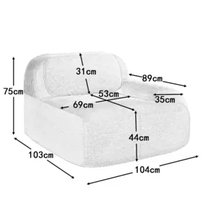 1piece Modern Lovely Sofa Without Armrests with Cushion, Living Room Furniture, Modular Corner Sofa, Premium Cordstock Fabric 4 kf S01d4b70e2de844e5aa5a9374257ab910a