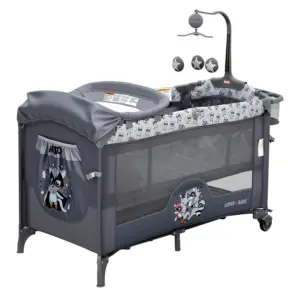 5 In 1 Foldable Baby Bedside Sleeper with Bassinet Diaper Changer Mattress Hanging Toys Quick-Fold Infant Crib From for Newborn