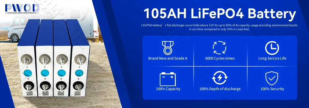 3.2V Lifepo4 Battery 105AH Brand New Lithium Iron Phosphate Cell DIY 12V 24V 48V for Camping Boat Golf Cart RV EV Forklift 9 kf S032d464ba70049439f4d73077360cabbY