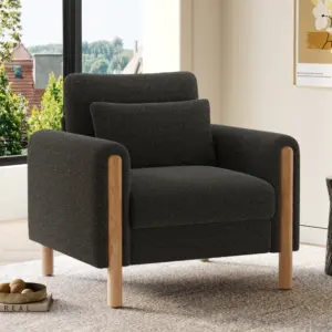 Modern Armchair with Thick Cushion, Comfortable Single Armchair with Soft Upholstery, for Living Room, Office or Bedroom