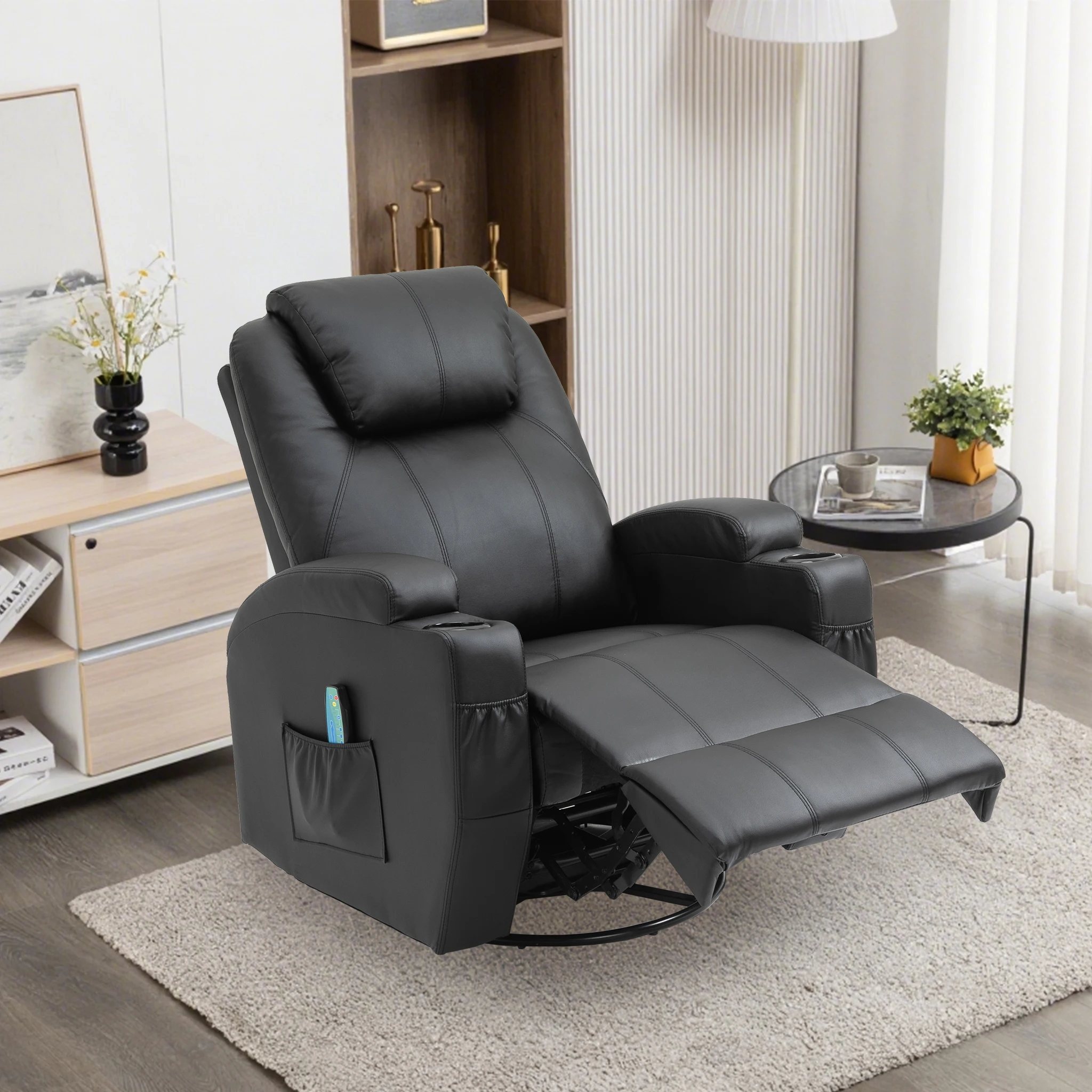 Black massage chair 360 ° rotating lounger functional sofa 13 kf S041e6361bf9243b9893d7c61b9535245s
